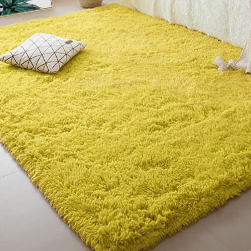 Tapis salon 160x250 jaune moderne grand tapis de chambre douillet - 2