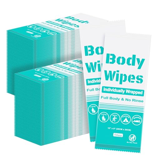 200Pcs Disposable Body Wipes, 7.8 x 9.8 inch Bath Wipe in Bulk (Light Blue)