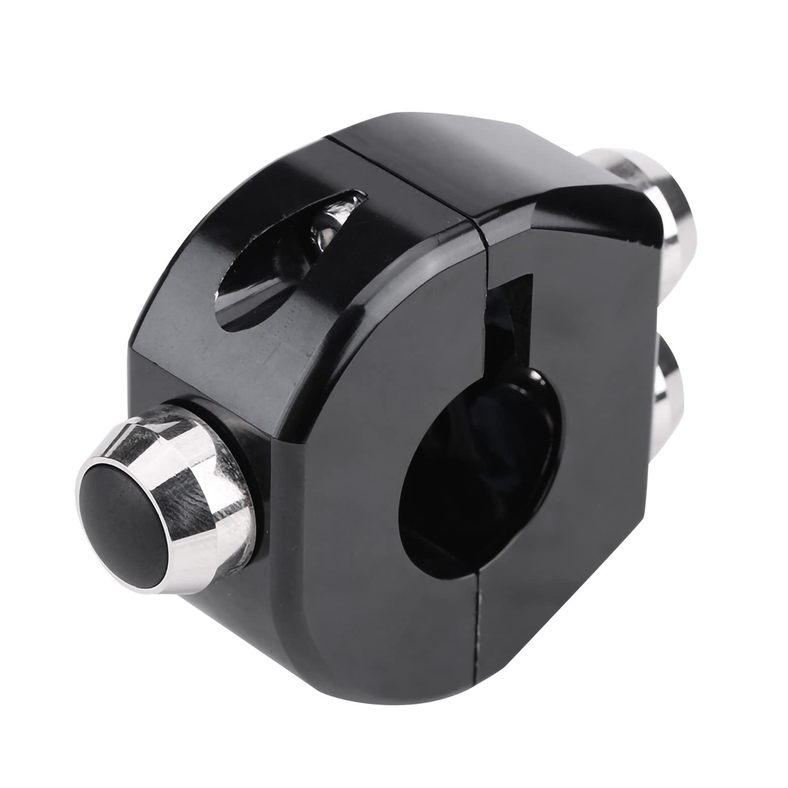 Stop aluminium CNC 22 mm Przełącznik na kierownicę motocykla Chwilowy zatrzask Przycisk resetowania Klakson Rozruch zasilania silnika Przełączniki zabijania dla instalacji (Czarny)