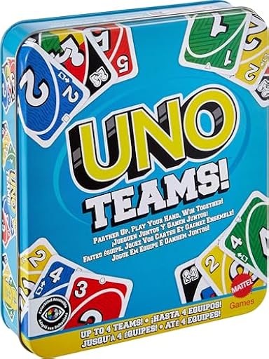 Mattel Games UNO Teams Juego de Cartas para niños, niñas y Adultos, Noches en Familia, Fiestas y Viajes, con Reglas Especiales para Jugar en Equipos de Dos Personas, JDM40 | Ya disponible en tu tienda friki favorita! En mundofriki.es!