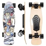 Caroma Elektro-Skateboard mit Fernbedienung, 350W Motor, 20KM/H Höchstgeschwindigkeit, 12KM Laufleistung, Belastung bis zu 100KG, Elektrisches Skateboard für Erwachsene Teenager (Graffiti)