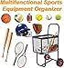 Wheeled sports ball cart – holds 300 baseballs or 150 softball balls; large capacity, durable steel frame, puncture-proof tires; suitable for schools, clubs, and indoor/outdoor training facilities.