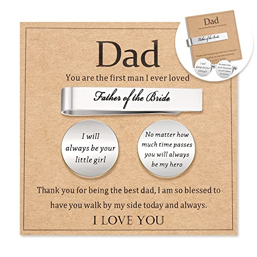 Jeka Father of The Bride and Groom Gifts - Wedding Tie Bars & Cufflinks - Keepsake Anniversary Jewelry for Men