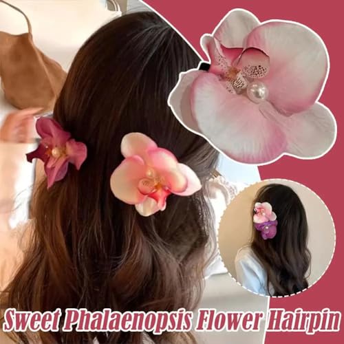 6 Piezas Pinzas de Pelo Orquídea Artificial Tropical miniatura 3