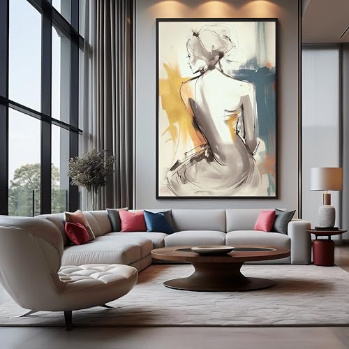 Impression sur toile dessin corps féminin abstrait salon 60x90 - 2