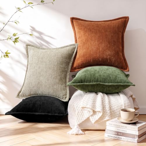 OTOSTAR Couch Throw Pillow Covers 16x24 Inch Black Soft Chenille Solid Dyed Pillow Covers with Stitched Edge Farmhouse Decorative Cushion Cases for Living Room Sofa Home Decor, Pack of 2 by OTOSTAR - Used condition - Image 7