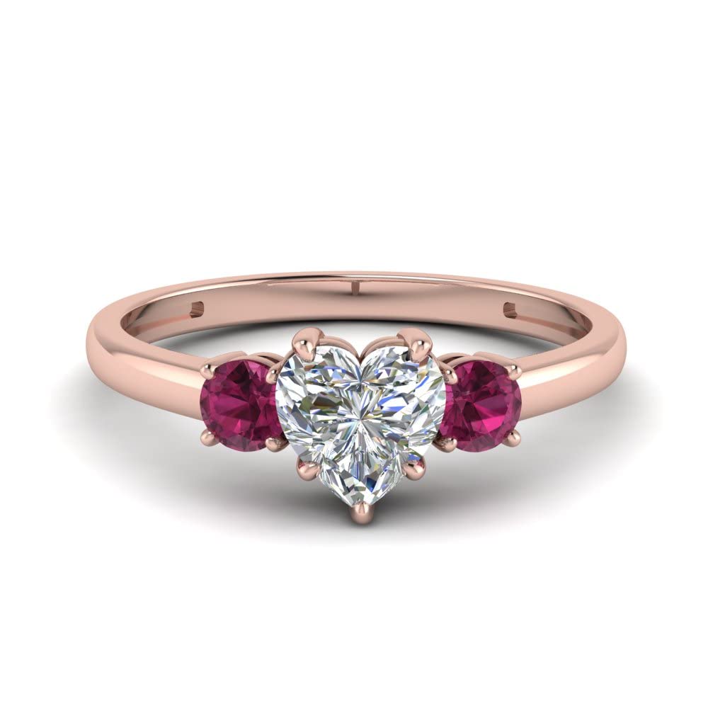 55Carat Elige tu Piedra Preciosa Anillo de Compromiso de Cesta con 3 Piedras Oro de Rose Plateado corazón Forma Anillos de Compromiso de 3 Piedras Joyería de Moda Talla 47 A 70