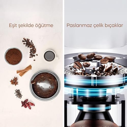 Sinbo SCM 2982 - Kahve ve Baharat Öğütücü, Elektrikli Kahve ve Baharat Değirmeni (Gold) - Görsel 7