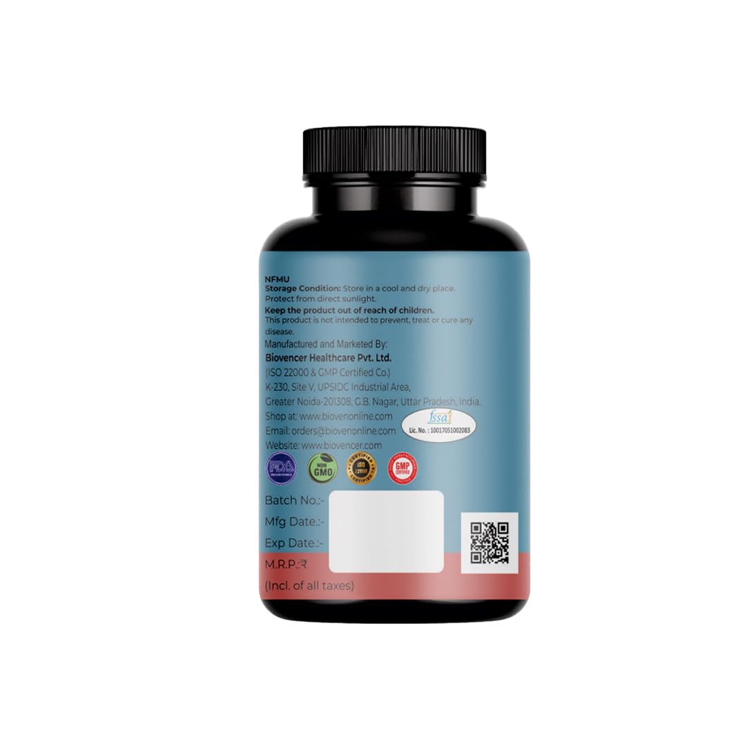 Biovencer Caffeine Capsules 60 Veg | Energy & Focus Support Supplement | Active Stimulant Formula for Endurance & Daily Performance 1