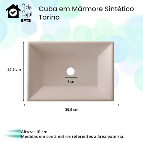 Cuba Pia Sobrepor Banheiro Lavabo Retangular Torino - Branco