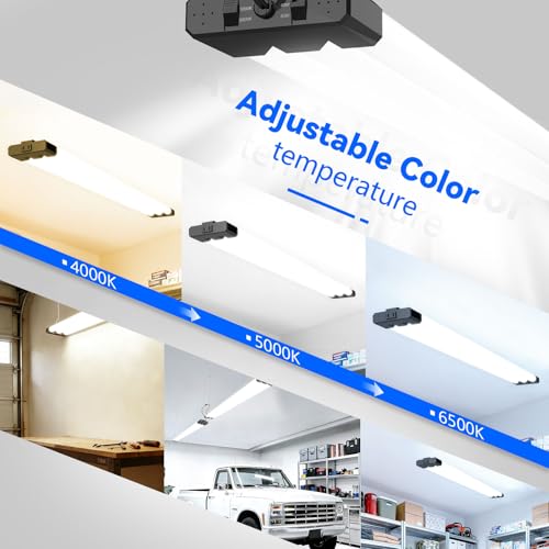 Image of JESLED LED Shop Lights 4FT 7500LM, 3CCT & 3 Wattage Adjustable, ETL | 3CCT 4000K, 5000K & 6500K, 30W /40W /50W Selectable, Linkable for Garages & Workshops, Ceiling or Hanging Mount, 6 Pack