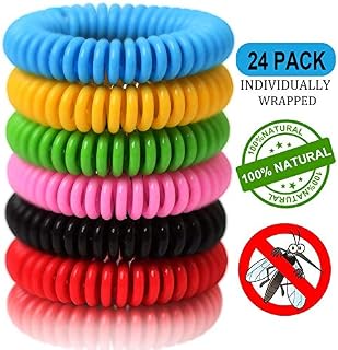 24 Pack Mosquito Repellent Bracelets, Natural and Waterproof Wrist Bands for Adults, Kids