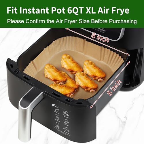 Air Fryer Liners disposable for Instant Pot Vortex Plus 6QT XL Air Fryer, 100pcs Parchment Paper - Thumbnail 2