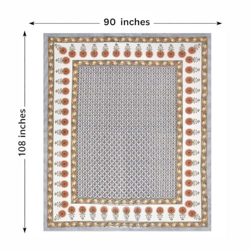 Image of elanorhomes 100% Cotton King Size Bedsheet for Double Bed, 240 TC Soft Breathable Floral Printed Bed Sheet with 2 Pillow Covers, Premium Summer Cotton Bedsheet, 90x108 inch (Sunset Motif)