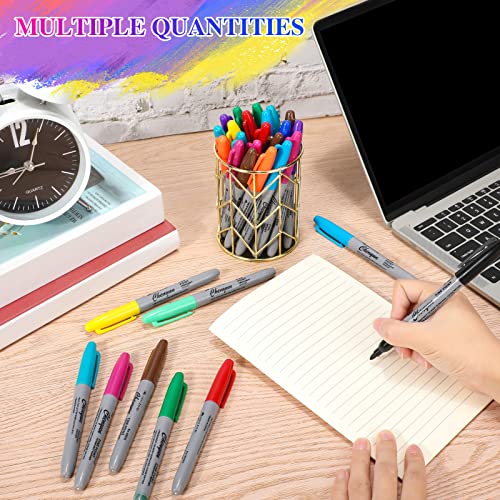 Image of Teling 288 Pcs 12 Colors Permanent Markers Fine Colored Markers Assorted Colors Marker Pens Waterproof Works on Paper, Plastic, Wood, Metal and Glass for Adult Coloring Doodling