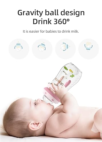 Miniatura 3 de Biberones de leche con popote con peso y mango antideslizante, tamaño + flujo rápido variable, más de 12 meses, sin BPA, azulpaquete de 29 onzas