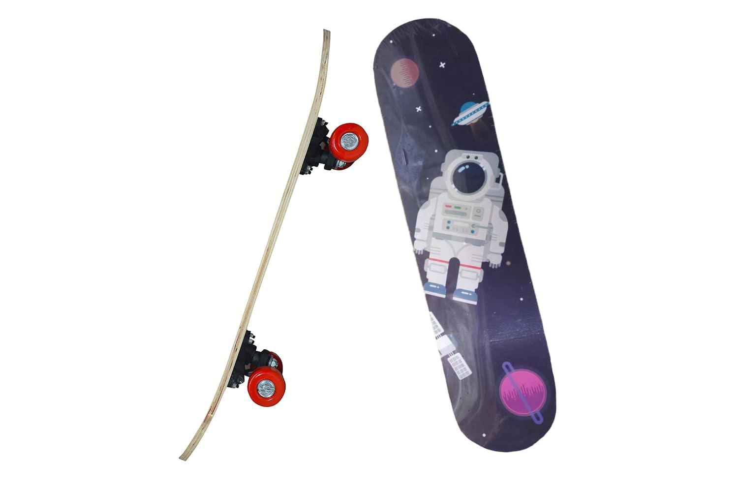 Plastic Portable Handheld Skateboard, 22" Light Flashing 4 Wheels Skate Boards, Mini Cruiser Skateboard, Beginners Longboard, for Kids/Adults (Aestronut Sketbaord)