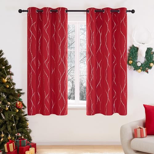 Deconovo Red Blackout Curtains, 2 Panels, 42x45 in