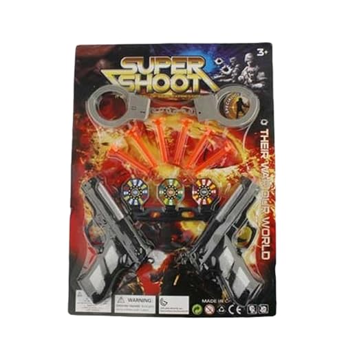 Pack 2 Pistolas Super Shot + Esposas | Armas de Juguete para niños - Pistolas inofensiva y Divertida para Jugar