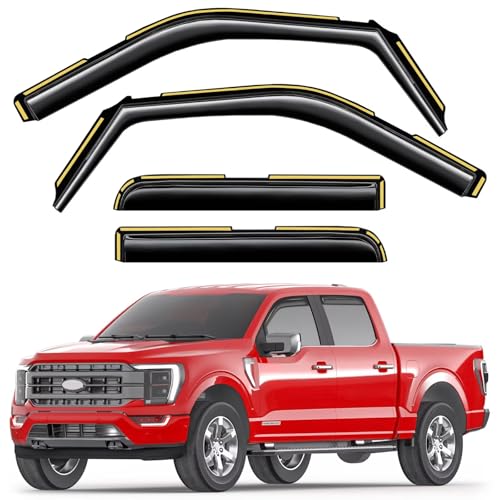 Saleago in-Channel Window Rain Guards Fit for Truck Ford F150 2021-2026 SuperCrew Extra Durable Window Visors Window Deflectors Vent Visors Vent Shades Car Accessories-4 pcs 2-Q11-Gai