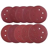 6 Inch 6 Holes Sanding Discs, 100PCS 40 60 80 100 120 180 240 320 400 800 Grit Sandpaper Assortment - LotFancy Orbital Sander Sandpaper, Hook and Loop Round Sand Paper