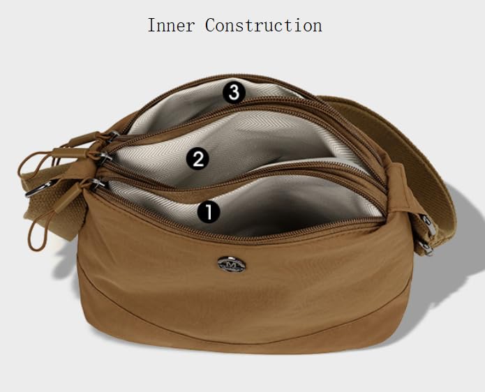 Image of WildHorn Nylon Sling Bag for Women | Lightweight Crossbody Shoulder Bag | 3 Zipper Pockets | Adjustable Strap | Travel, Office & Daily Use