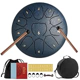 DEPAR Tongue Drum 11 note da 6 pollici, tamburo per la lingua, in acciaio, con scatola per accessori, tasca, lettore musicale e bacchetta per meditazione, yoga, guarigione del suono
