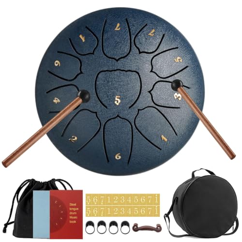 DEPAR Steel Tongue Drums,6 pouces 11 Tons Mini Tambour Handpan D Key Percussion Steel Drum Kit,Pour Débutants/Adultes/Enfants,Livré Avec le Sac,Des Maillets et Des Médiators