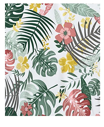 Newbridge Palm Springs Tropical Floral Print Flannel Back Vinyl Tablecloth, Shabby Chic Swaying Palm Design Vinyl Indoor/Outdoor Waterproof, Patio And Bbq Tablecloth, 52 Inch X 52 Inch Square #TOP3