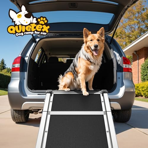 Extra Lang 170cm Hunderampe Auto Klappbar,Hundetreppe Auto mit High Traction Oberfläch, rutschfest hunderampen für Autos, LKWs und SUV, Bis zu 150 kg,Dog ramp for car (Schwarz, 170cm)