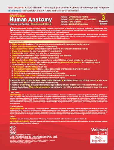 Image of B D Chaurasia's Human Anatomy, Vols. 3 & 4 Set, 11th Edition | Regional and Applied Dissection and Clinical Anatomy: Head and Neck (Vol. 3) & Brain ... 4) with Free Workbook and Mind Maps (PB 2027)
