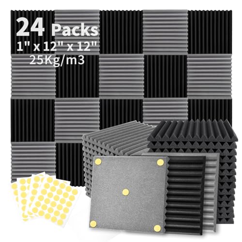 Image of Focusound Acoustic Foam Panels, 1 x 12 x 12 inch, Soundproof Foam Panels, Sound Insulation, Noise Cancelling, Wedge Plates for Home Office, Recoding Studio, Pack of 240