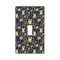 Cute Flower Frog Print Light Switch Cover Plate, 1- Gang Standard Size 4.5\" x 2.76\", Decorative Toggle Wall Plate Covers, Unbreakable Polycarbonate Thermoplastic
