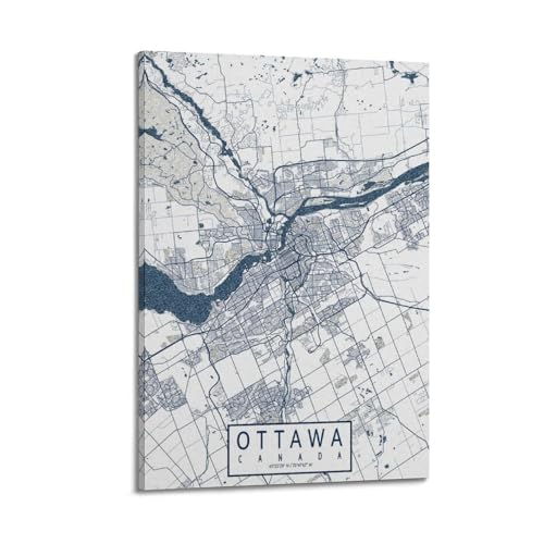 Poster de voyage bleu Ottawa en toile de lin CMHONLY art mural haut de gamme 20 x 30 cm