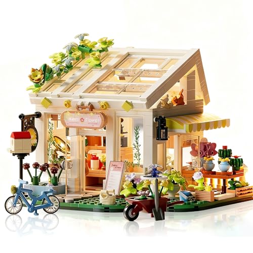 Flowers House Building Set with Lights, Garden Building Kits Sunshine Greenhouse Building Toy for Home Display Decoration Creative Greenhouse Playset for Girls Friends and Adult 8+ (832 PCS)