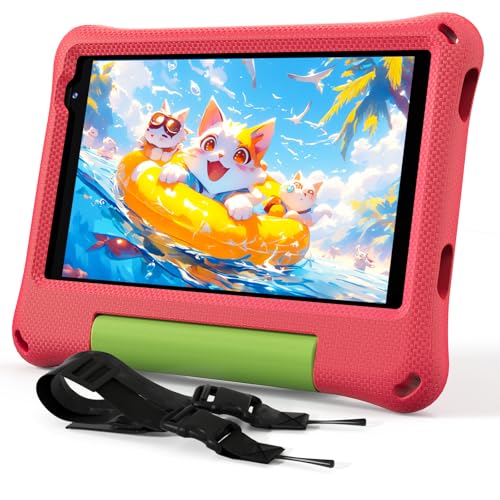CALLSKY-NOTE Kids Tablet 8 Inch Tablet for Kid Android 14 Toddler Tablet Octa-Core 64GB 2TB Expandable WiFi Kids Tablet with EVA Shockproof Case, GMS Certified, Dual Camera, BT, Rose Red