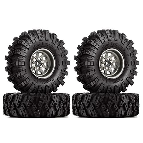 INJORA 1.0 Beadlock Wheel Mud Tires Set Deep Dish 1.0
