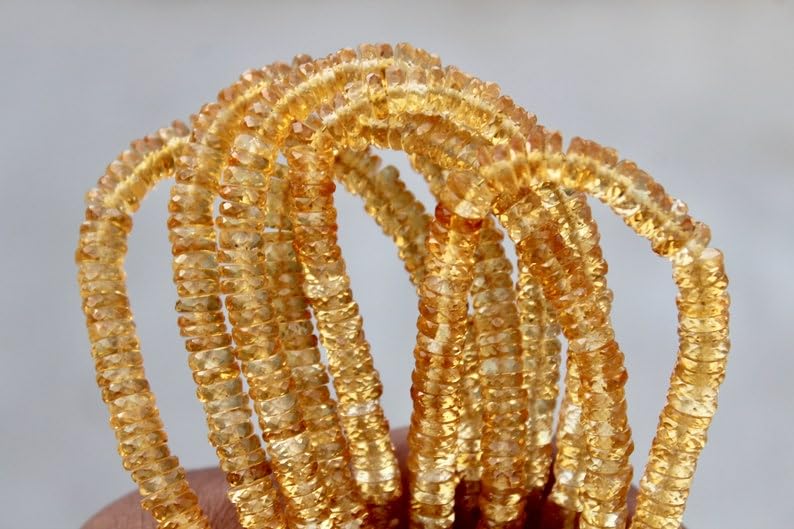 Perles Heishi en citrine naturelle 6mm facettées de qualité supérieure pour bijoux éclatants