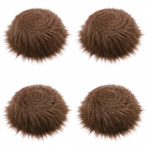 Dexpally 4 Pièces Fausse Fourrure au Metre 5x150cm Fourrure Bandes Prédécoupées Rouleau de Fausse Fourrure pour L'artisanat, Noël Lutin Décoration DIY...