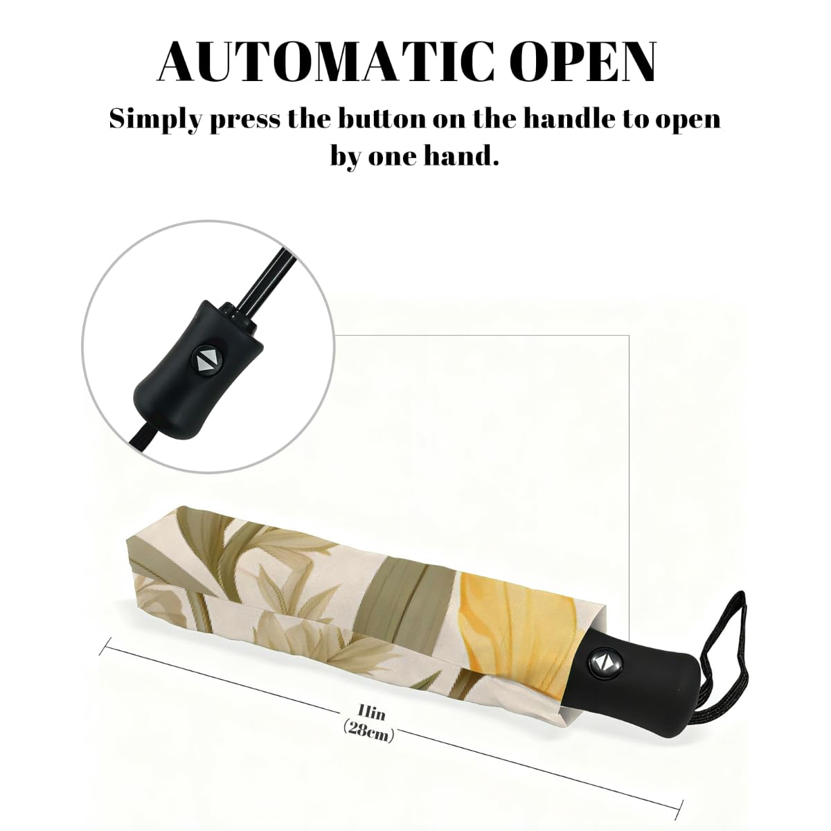Ombrello pieghevole con motivo floreale ad acquerello ombrello da viaggio compatto antivento impermeabile con protezione UV rivestimento nero leggero 8 coste portatile per pioggia sole