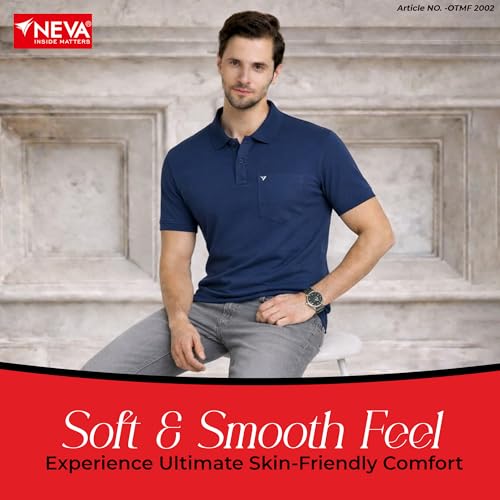 Image of NEVA Men's Regular Fit Half Sleeve Polo Neck T-Shirt with Chest Pocket