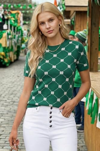 Image of Arach&Cloz Women's Lightweight Wool Blend Short Sleeve Sweater Top Business Casual