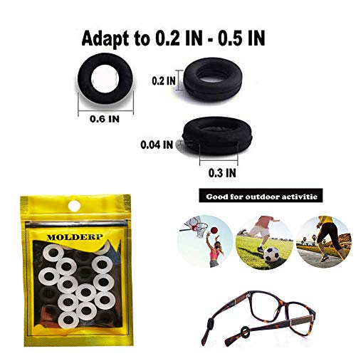 Molderp Glasses Ear Grip - Eyeglasses Temple Tip Sleeve Retainer,Anti-Slip Comfort Glasses Retainers For Spectacle Sunglasses Reading Eyewear, 12 Pairs (Black，Clear) #TOP4