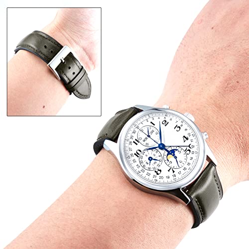 Image of BINLUN Leather Watch Band 14mm 16mm 18mm 19mm 20mm 21mm 22mm Quick Release Premium Oil Wax Leather and Breathable Silicone Hybrid Watch Bands Replacement Strap for Men Women