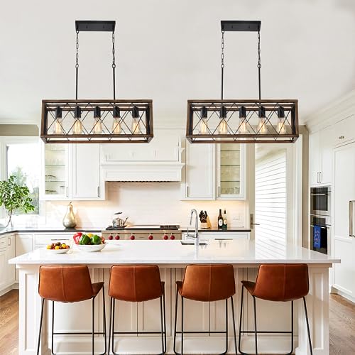 Keesfu 5-Light Dining Room Light Fixture, Farmhouse Kitchen Island Lighting,Adjustable Height Pendant Light thumb #5