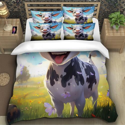 Housse de couette 140x200 vache mignonne en microfibre douce imprimée - 5