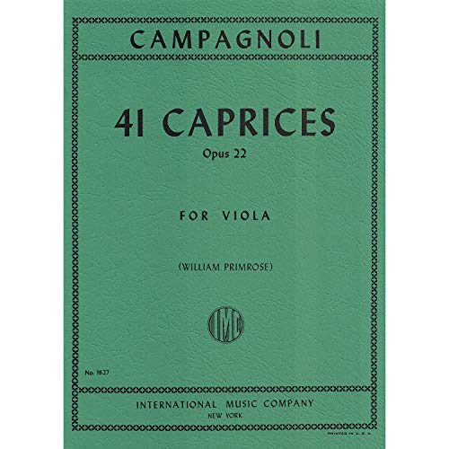 41 Caprices, Opus 22 for Viola by Bartolemeo Campagnoli: (William Primrose) [Sheet music]