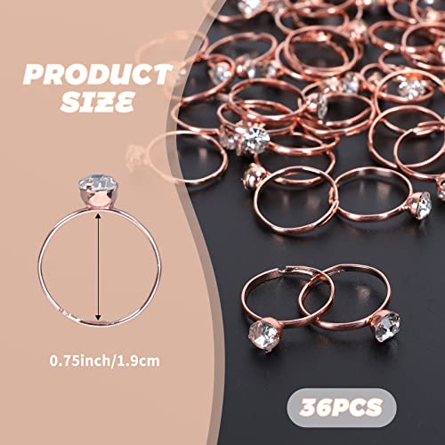Image of Whaline 36 Packs Diamond Engagement Rings Bridal Shower Rings for Wedding Table Decorations, Party Supply, Favor Accents, Cupcake Toppers