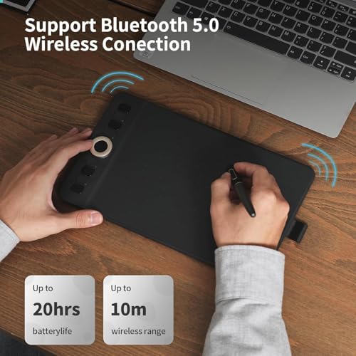 Image of GAOMON WH851 Bluetooth Graphics Drawing Tablet, 8x5, Dial, 16384 Pressure | 8 Shortcut Keys, Type-C Port, Battery-Free & Wireless, Portable for Digital Art & Design, Compatible with Windows /Android /Mac