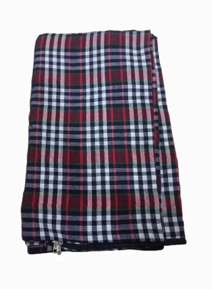 Image of Mattress Cover with Zipper Closure, 72x48x6 Inch (4x6 Foot), Multicolour Checkered